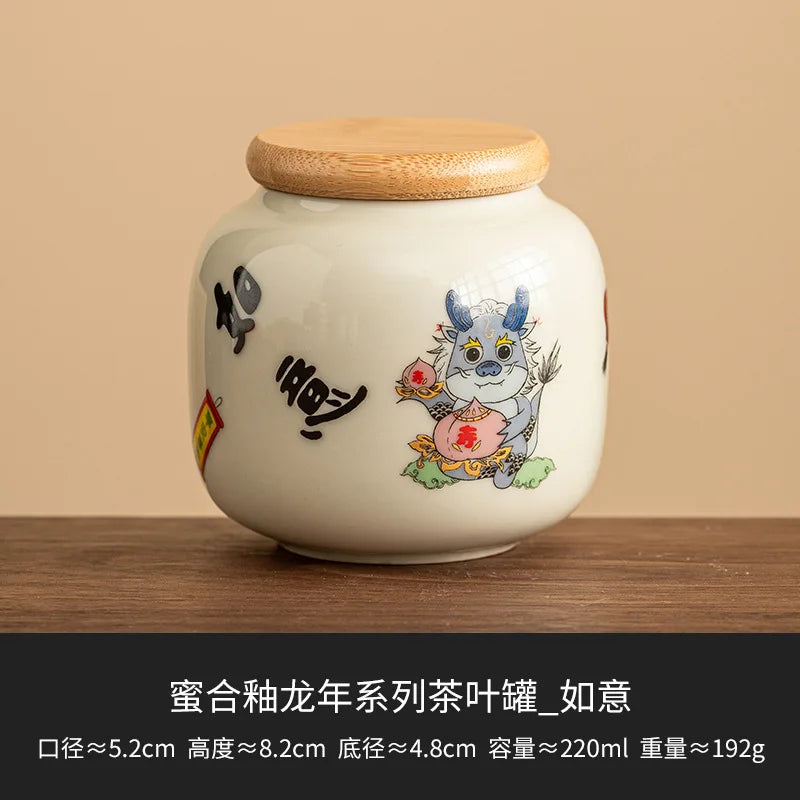 European Ceramic Storage Jar with Cover Hand Painted Flowers for Decoration Tabletop Sealed Tea Canister Kitchen Grain Dispenser